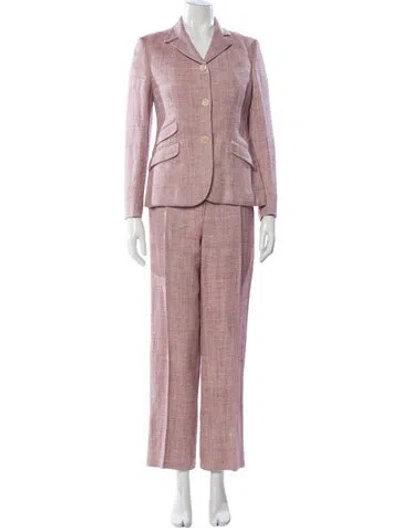 Pre-owned Loro Piana Linen Tweed Pattern Pantsuit In Pink