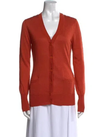 Pre-owned Loro Piana Linen V-neck Sweater In Orange