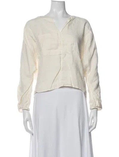 Pre-owned Loro Piana Linen V-neck Top In Neutrals