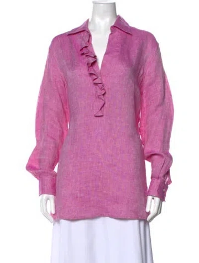 Pre-owned Loro Piana Linen V-neck Top In Purple