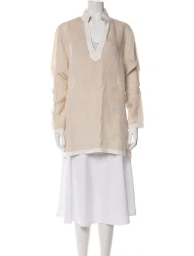 Pre-owned Loro Piana Linen V-neck Tunic In Neutral