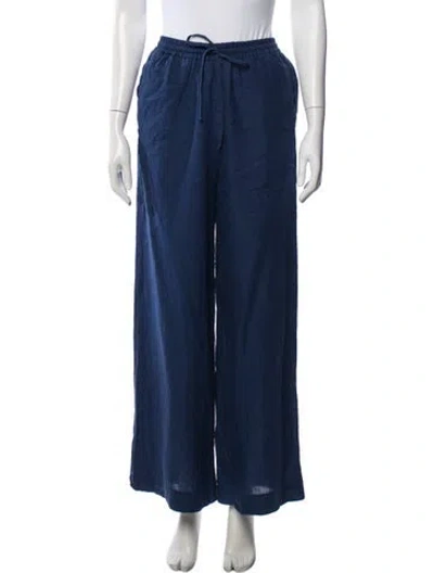 Pre-owned Loro Piana Linen Wide Leg Pants In Blue