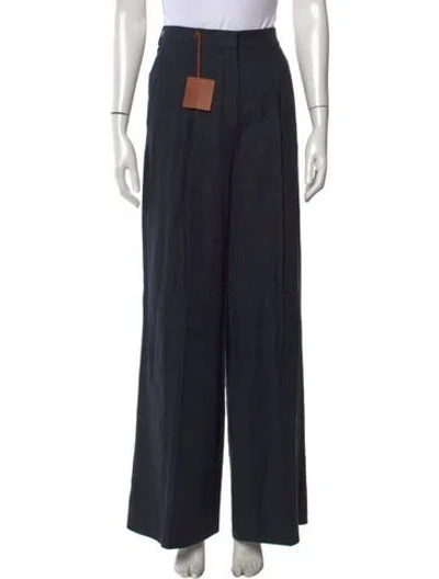 Pre-owned Loro Piana Linen Wide Leg Pants In Blue