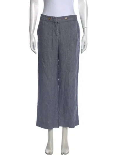 Pre-owned Loro Piana Linen Wide Leg Pants In Blue