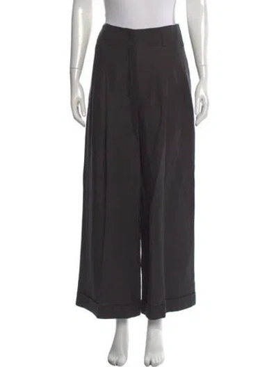 Pre-owned Loro Piana Linen Wide Leg Pants In Gray