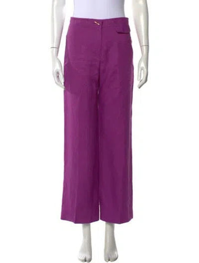 Pre-owned Loro Piana Linen Wide Leg Pants In Purple