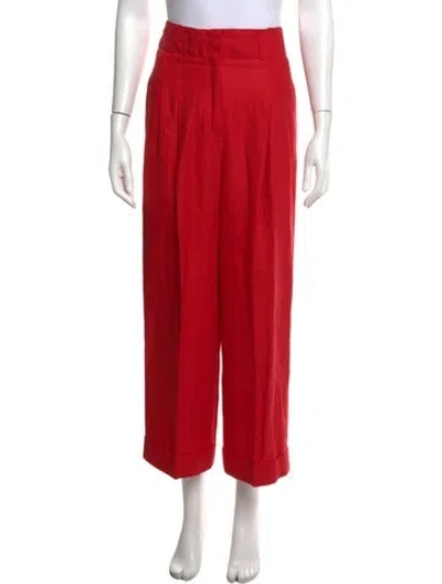 Pre-owned Loro Piana Linen Wide Leg Pants In Red