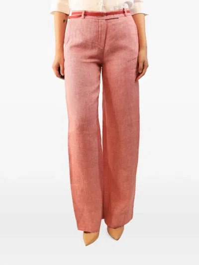 Pre-owned Loro Piana Linen Wide-leg Trousers In Red