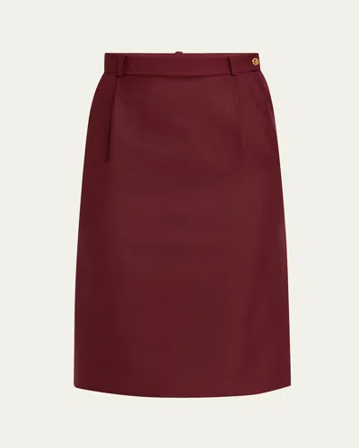Loro Piana Lizzy Pleated Silk Skirt In Deep Maroon