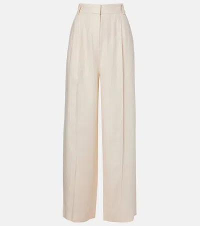 Loro Piana Lodger Linen And Wool Wide-leg Pants In Neutral