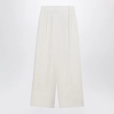 Loro Piana Lodger Trousers In Linen And Wool In Ivory In White