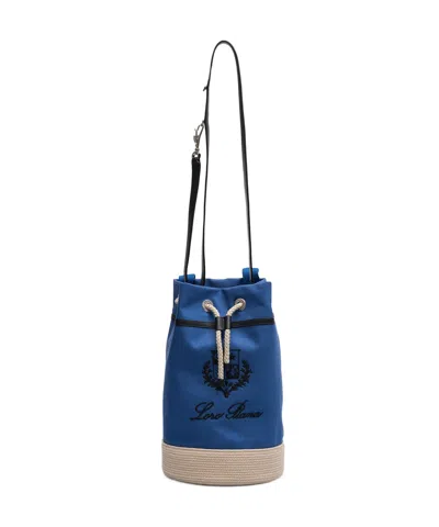 Loro Piana Sailor Mini Canvas Bucket Bag In Blue