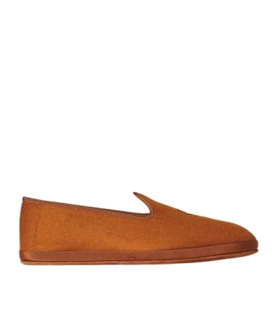 Loro Piana Logo Cashmere Loafers In Pecan Color