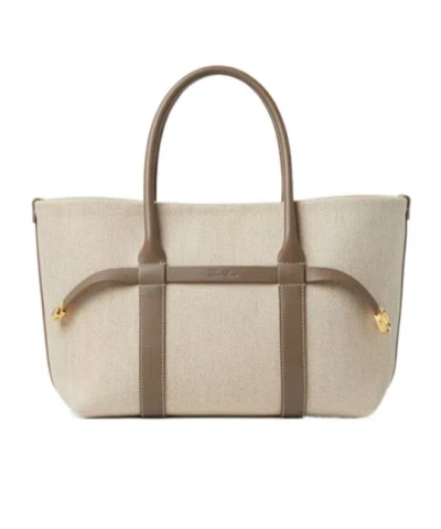 Loro Piana Logo Embossed Shopping Bag In Brown