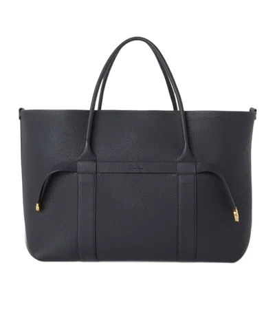 Loro Piana Logo-embossed Tote Bag In Navy Blue/sun Gold