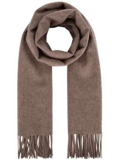 Loro Piana Logo-embroidered Cashmere Scarf In Nude