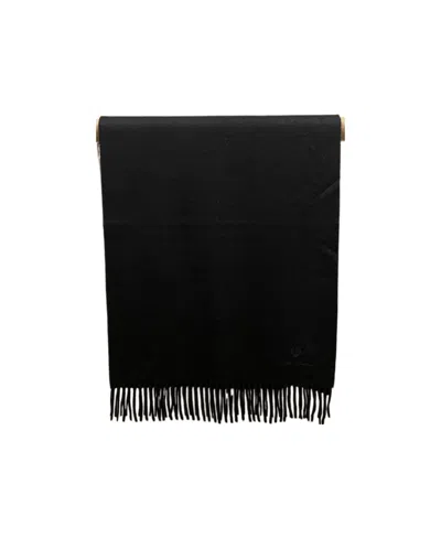 Loro Piana Logo Embroidered Fringed-edge Scarf In Black