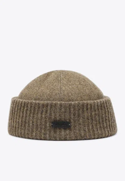 Loro Piana Logo Label Cashmere Beanie In Brown