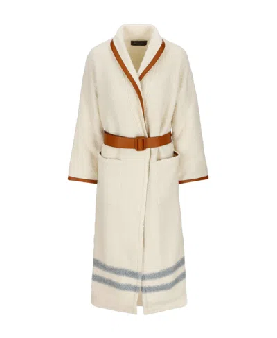 Loro Piana Logo Lapel Coat In Nude