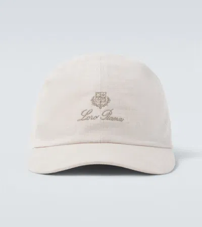 Loro Piana Logo Linen Baseball Cap In Neutral