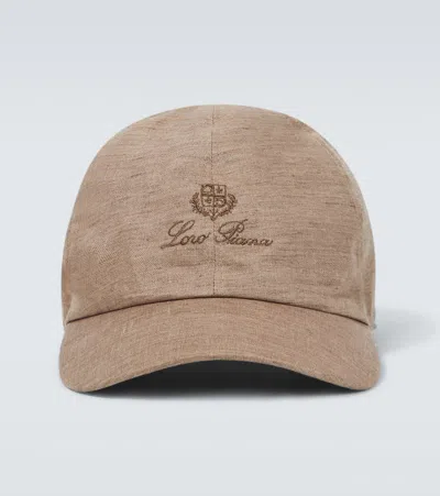 Loro Piana Logo-embroidered Linen Baseball Cap In Brown