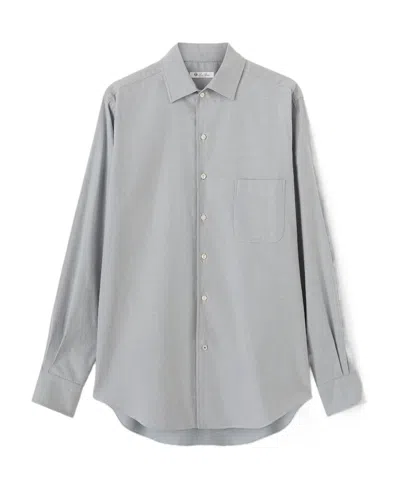 Loro Piana Logo Long-sleeved Shirt In Gray