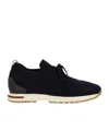 Loro Piana Knit Lace-up Runner Sneakers In Black