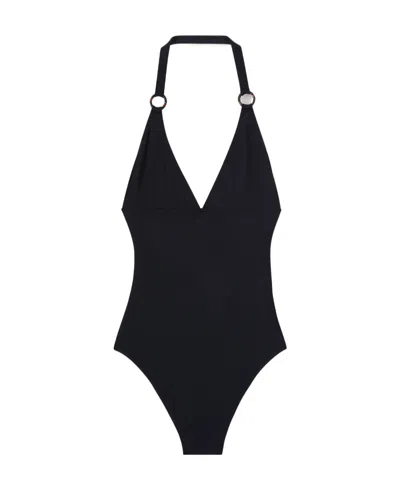 Loro Piana Logo One-piece Swimsuit In Black