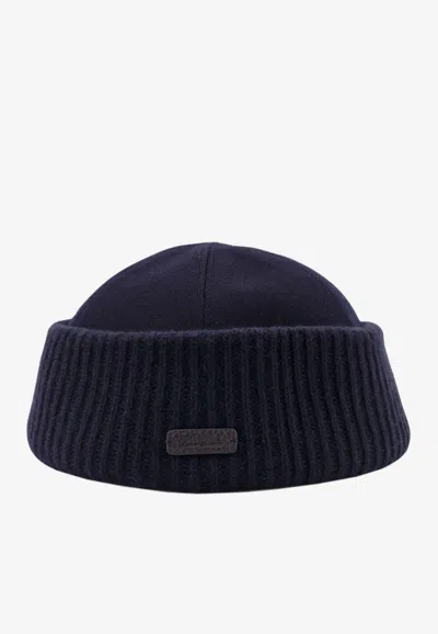 Loro Piana Logo Patch Cashmere Beanie In Green
