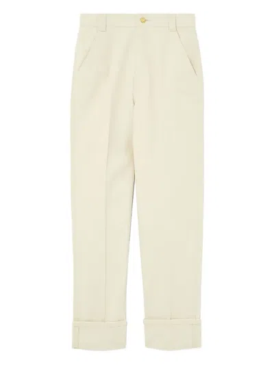 LORO PIANA LOGO-PATCH CUFFED COTTON TROUSERS
