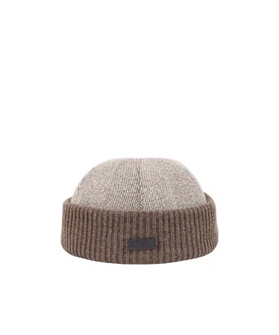 Loro Piana Logo Patch Ribbed-knit Hat In Multicolor