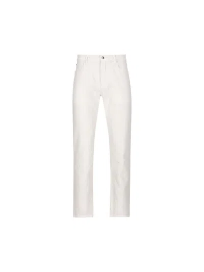 Loro Piana Logo Patch Straight-leg Trousers In Optical White