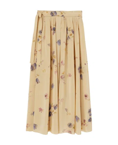 Loro Piana Logo Skirt In Nude