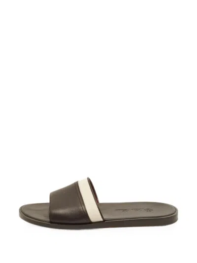 Pre-owned Loro Piana Logo-embossed Sandals In Brown