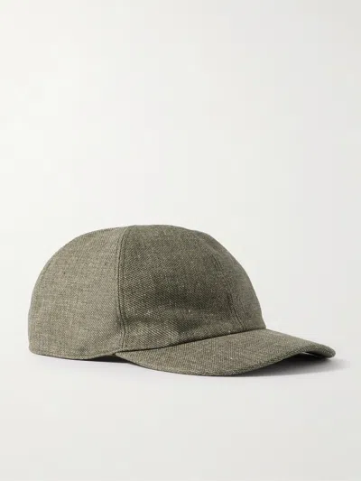 Loro Piana Logo-embroidered Linen Baseball Cap In Green