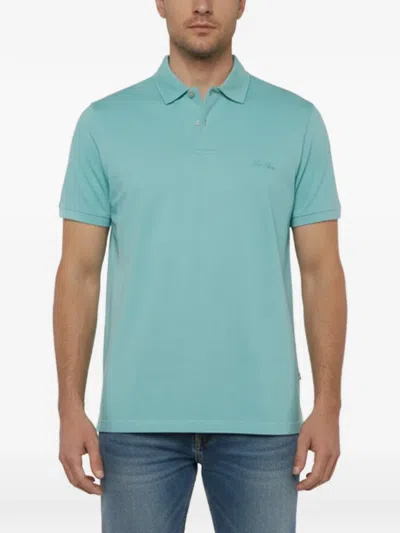 Pre-owned Loro Piana Logo-embroidered Polo Shirt In Blue