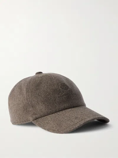 Loro Piana Logo-embroidered Storm System® Cashmere Baseball Cap In Brown