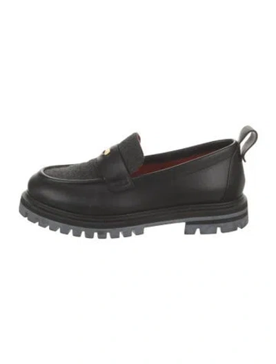 Pre-owned Loro Piana Lomond Leather Loafers In Black
