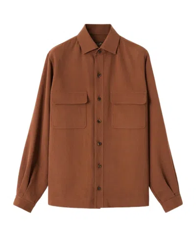 Loro Piana Long Sleeve Buttoned Shirt In Brown