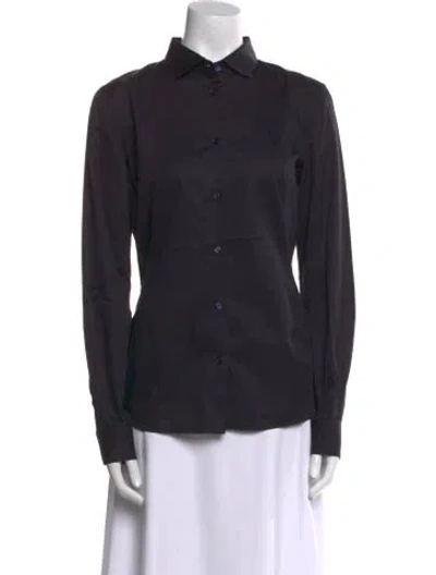 Pre-owned Loro Piana Long Sleeve Button-up Top In Blue