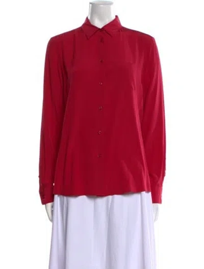 Pre-owned Loro Piana Long Sleeve Button-up Top In Red