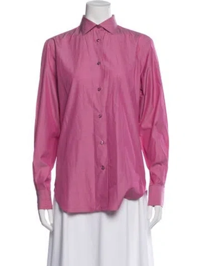 Pre-owned Loro Piana Long Sleeve Button-up Top W/ Tags In Purple
