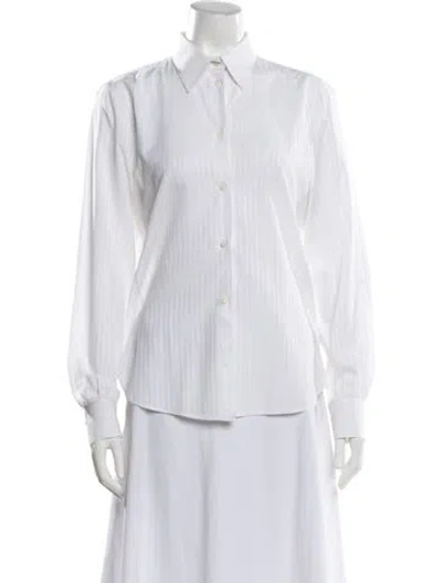 Pre-owned Loro Piana Long Sleeve Button-up Top In White