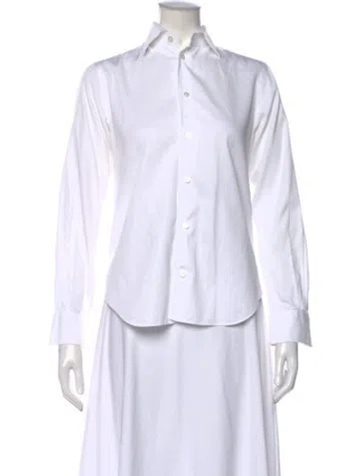 Pre-owned Loro Piana Long Sleeve Button-up Top In White