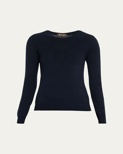 Loro Piana Long-sleeve Cashmere Sweater In Blue Navy