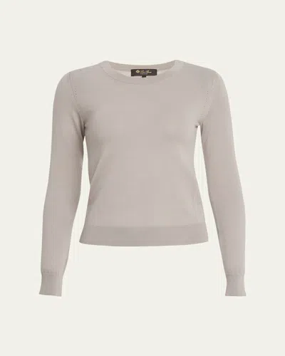 Loro Piana Long-sleeve Cashmere Sweater In Grey Birch