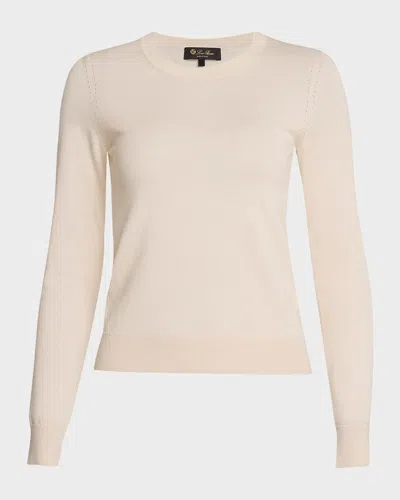 Loro Piana Crewneck Knitwear With Ribbed Cuffs And Hem In Multi