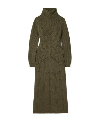 Loro Piana Cashmere Turtleneck Maxi Dress In Green