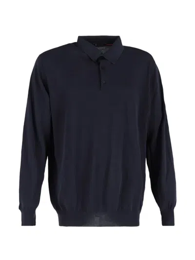 Pre-owned Loro Piana Long-sleeve Polo Shirt In Blue