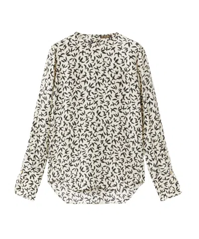 Loro Piana Long-sleeved Blouse In Black/nougat